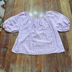 Anthropologie Velvet by Graham & Spencer Lilac Purple Eyelet Blouse XS Coquette